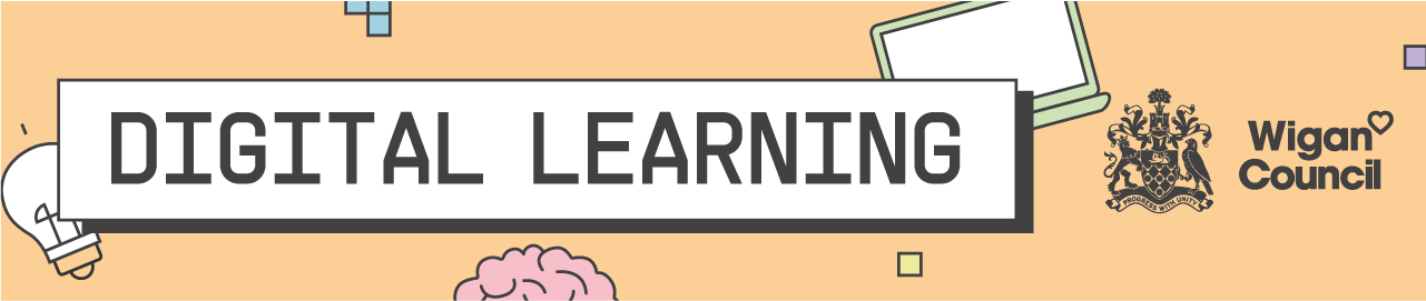 Digital Learning web banner with Wigan Council logo